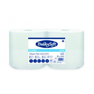 Czyściwo papierowe BulkySoft Classic, 2 warstwy, kolor biały, celuloza, długość 405m. 2 rolki/op.