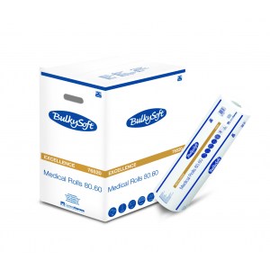 Podkład medyczny BulkySoft Excellence 2 warstwy, kolor biały, 100% celuloza, wymiar 60cmx80m. 1 rolka