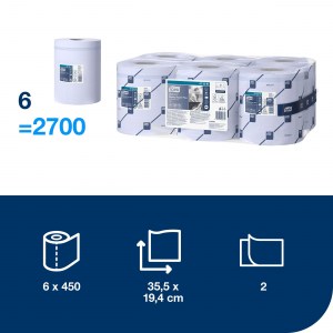 Ręcznik w roli Tork centalnego dozowania system Reflex midi, 2 warstwy, makulatura, kolor niebieski, 150m. 6 rolek/op, system M4