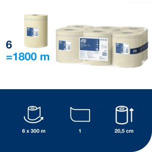 Ręcznik w roli Tork centalnego dozowania Reflex maxi, 1 warstwa, makulatura, kolor żółty, 300m. 6 rolek/op, system M4