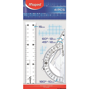 Zestaw geometryczny (linijka 15cm, 2 ekierki, kątomierz) 242815 MAPED