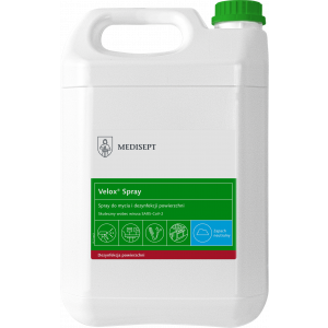 MEDISEPT VELOX SPRAY - alkoholowy płyn do mycia i szybkiej dezynfekcji małych powierzchni, poj. 5l. zapach neutralny