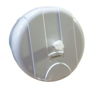 Dozownik do papieru toaletowego w roli centralnego dozowania typu Smart wykonany z tworzywa ABS, w kolorze białym.
