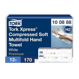 Ręcznik papierowy Tork Premium składany 4 panelowy, 2 warstwy, celuloza, 2040 szt./kart.(21,2x32) system H2, skompensowany.