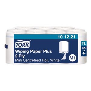 Ręcznik w roli Tork centralnego dozowania mini, 2 warstwy, celuloza z makulaturą, długość 75m. 11 rolek/op, system M1