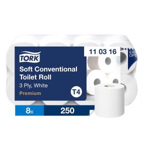 Papier toaletowy Tork Premium 3 warstwy, kolor biały, makulatura, 29,5m 72 rolki/op. system T4