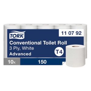 Papier toaletowy Tork Premium, 3 warstwy, kolor biały, makulatura, 19,4m, 70 rolek/op. system T4 (3065)