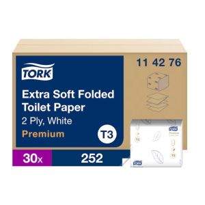 Papier toaletowy Tork Premium w składce , 2 warstwy, kolor biały, celuloza, 7560 szt./op. system T3