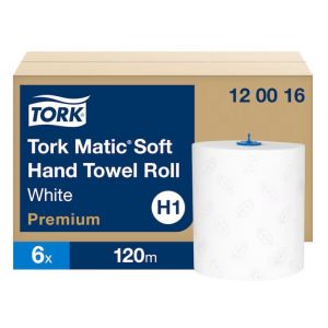 Ręcznik w roli Tork Matic System, 2 warstwy, kolor biały, celuloza TAD, długość 120m, 6 rolek/op, system H1