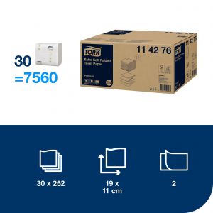 Papier toaletowy Tork Premium w składce , 2 warstwy, kolor biały, celuloza, 7560 szt./op. system T3