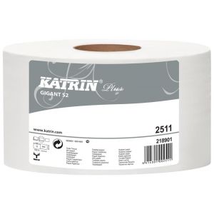 Papier toaletowy jumbo Katrin, 2w, kolor biały, celuloza, długość roli 100m