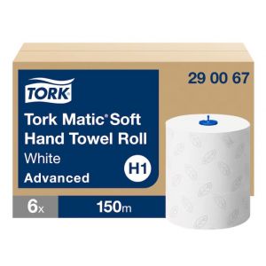 Ręcznik w roli Tork Matic System, 2 warstwy, kolor biały, celuloza TAD, długość 150m, 6 rolek/op, system H1