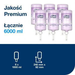 Mydło w płynie Tork luksusowe 1l, system S1 Premium liliowe, zapach - mieszanka magnolii, orchidei i frezji.