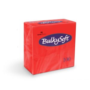 Serwetki papierowe BulkySoft dwuwarstwowe 40x40, składane 1/4, kolor czerwony A'100