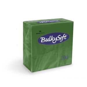 Serwetki papierowe BulkySoft dwuwarstwowe 40x40, składane 1/4, kolor zielony A'100