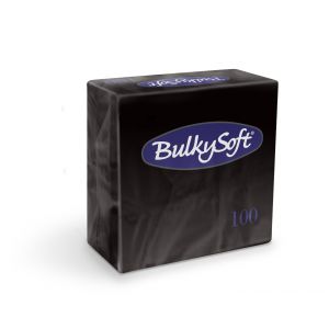 Serwetki papierowe BulkySoft dwuwarstwowe 40x40, składane 1/4, kolor czarny A'100