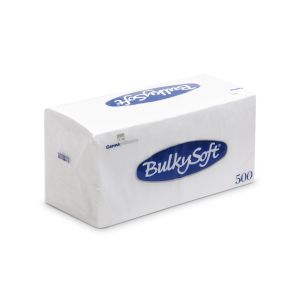 Serwetki papierowe BulkySoft jednowarstwowe 30x30 składane 1/4, kolor biały A'500
