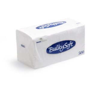 Serwetki papierowe BulkySoft jednowarstwowe 33x33 składane 1/4  kolor biały A'500 Compact