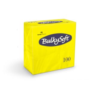 Serwetki papierowe BulkySoft dwuwarstwowe 40x40, składane 1/4, kolor żółty cytynowy A'100
