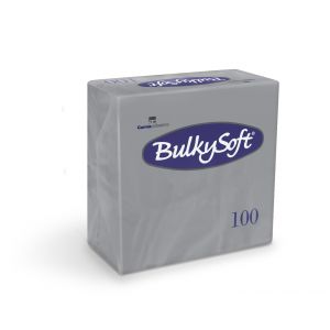 Serwetki papierowe BulkySoft dwuwarstwowe 40x40, składane 1/4, kolor szary A'100