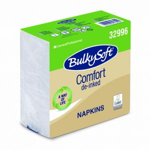 Serwetki papierowe BulkySoft  Comfort De-inked jednowarstwowe, 30x30 składane 1/4, kolor biały,  A'100 