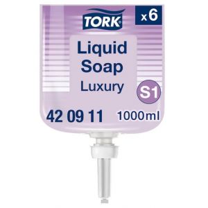 Mydło w płynie Tork luksusowe 1l, system S1 Premium liliowe, zapach - mieszanka magnolii, orchidei i frezji.