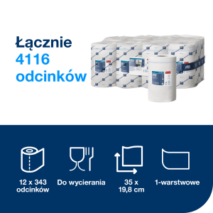 Ręcznik w roli Tork centalnego dozownania Reflex mini, 1 warstwa, makulatura, kolor biały, 120m., 12 rolek/op,  system M3