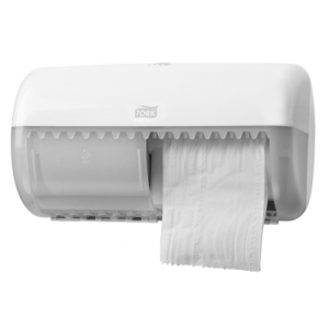 Dozownik Tork do papieru toaletowego na 2 małe konwencjonalne rolki, kolor biały, system T4