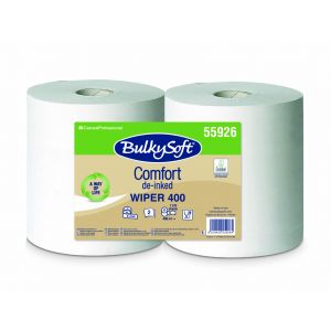 Czyściwo papierowe BulkySoft Comfort De-Inked, 2 warstwy, kolor biały, celuloza z recyklingu, długość roli 400 m. 2 role/op.
