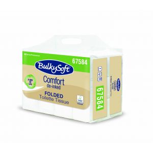 Papier toaletowy w składce BulkySoft Comfort de-inked, 2 warstwy, kolor biały, celuloza z recyklingu, 6000 szt/op.  