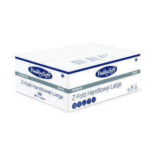 Ręcznik papierowy BulkySoft Premium składany typu Z-Fold 3 panelowy, 2 warstwy, 23,5 x 24 cm, kolor biały, celuloza, 3750 szt./kart.
