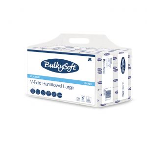 Ręcznik papierowy BulkySoft Classic składany typu V-Fold (ZZ), 2 warstwy, kolor biały, celuloza, 3000 szt./op.