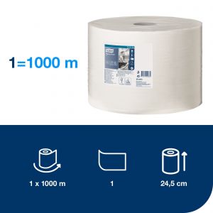 Czyściwo Tork wielozadaniowe do lekkich zabrudzeń białe celuloza+makulatura 1w 1000m, system W1