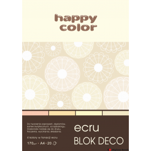 Blok Deco Ecru A4, 170g, 20 ark, 4 kol., Happy Color HA 3717 2030-092