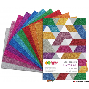 Blok BROKAT, A4, 10 ark, 150g, 10 kolorów, Happy Color HA 3815 2030-BR
