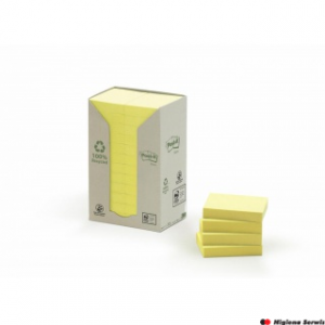 Bloczek samoprzylepny ekologiczny POST-IT (653-1T), 38x51mm, 24x100 kart., żółty