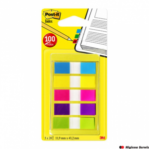 Zakładki indeksujące POST-IT_ (683-5CB), PP, 12x43mm, 5x20 kart., mix kolorów