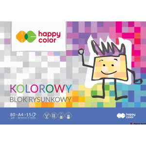 Blok rysunkowy kolorowy A4, 80g, 15 ark, Happy Color HA 3708 2030-09