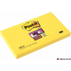 Bloczek samoprzylepny POST-IT_ Super Sticky (655-S), 127x76mm, 1x90 kart., żółty