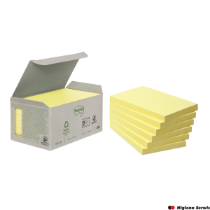 Ekologiczne karteczki samoprzylepne Post-it z certyfikatem PEFC Recycled, Żółte, 76x76mm, 16 bloczków po 100 karteczek, 654-1T 3M-4046719100651