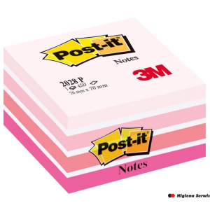 Kostka samoprzylepna POST-IT (2028-P), 76x76mm, 1x450 kart., różowa .