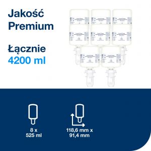 Mydło w płynie Tork łagodne do skóry wrażliw 525 ml,  System S5 Premium białe, bezzapachowe.