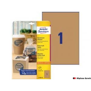 Brązowe etykiety na produkty, A4, 25 ark./op., 210 x 297 mm, AVERY ZWECKFORM, L7109-25