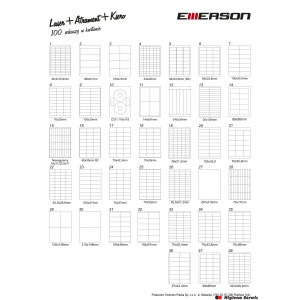 Nowy indeks etk0028020 Etykiety A4 245x35mm białe EMERSON eta4245x035w