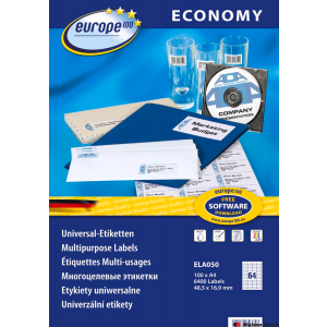 Etykiety uniwersalne ELA050 48,5 x 16,9 100 ark. Economy Europe100 by Avery Zweckform (X)