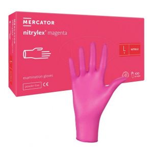 Rękawice nitrylowe z różowe Nitrylex Magenta op.100 szt. Rozmiar L.