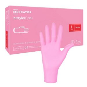 Rękawice nitrylowe z różowe Nitrylex Pink op.100 szt. Rozmiar L.