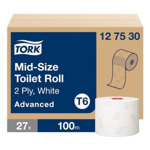 Papier toaletowy Tork Advanced compact, 2 warstwy,  kolor biały, celuloza z makulaturą, 100m. 27szt/op, system T6