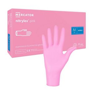 Rękawice nitrylowe z różowe Nitrylex Pink op.100 szt. Rozmiar M.