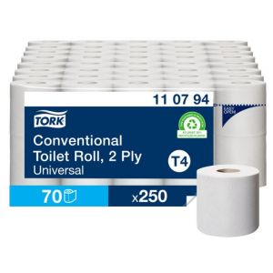 Papier toaletowy Tork Universal Makulatura, 2 warstwy, kolor biały, makulatura, 32,5m. 70 rolek/op, system T4